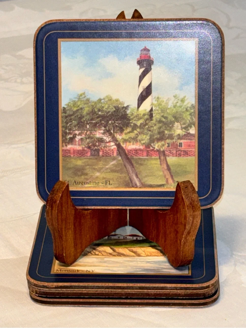 Vintage Pimpernel Lighthouse Coasters Set of 4 Cork Back Made in England